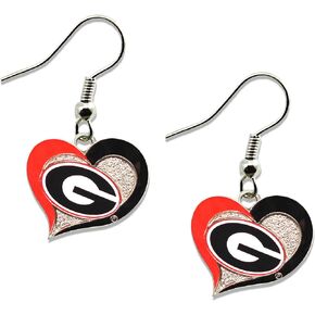 NCAA Georgia Bulldogs Swirl Heart Earrings