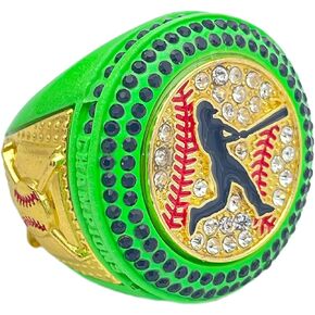 Discount Sports Rings, Baseball or Softball Batter CHAMPION RING — Player Award, assorted colors and gemstones
