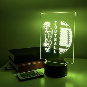 MIRROR MANIA Football Night Light Up Table Desk Lamp Boys Sports School Team Fan Player American Football Theme Design Room Décor Birthday Gift Featuring LED 16 Colors Options - Made in America