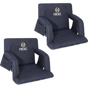 Nice C Heated Stadium Seat, Stadium Seats with Back Support, Bleacher Chairs with Back and Cushion, Reclining Cushion, with Shoulder Straps & Side Pockets (2 Pack Heated)