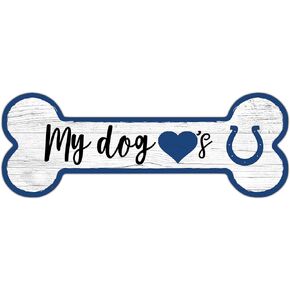 Indianapolis Colts 6" x 12" Team Dog Bone Sign