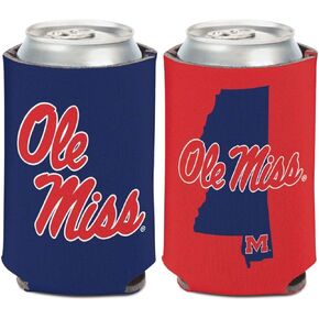 NCAA University Mississippi Rebels Ole Miss State Logo 1 Pack 12 oz. 2-Sided Can Cooler