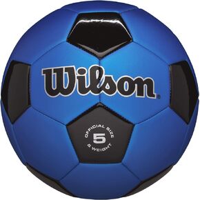 WILSON Traditional Soccer Ball - Size 5, Black/Royal