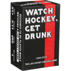 Watch Hockey, Get Drunk - The Live Hockey Drinking Game | 260 Cards with a Mini Puck. Perfect for Parties, Group Game Day, Tailgating. Great Gift for Sports Fans.