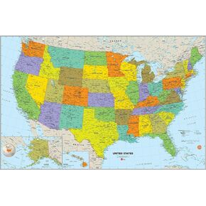 Wall Pops WallPops WPE1897 USA Dry Erase Map Decal, Multicolor