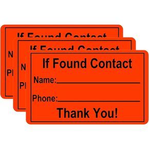 3-Pack Bright Orange: If Found Contact Info Sticker (Lines for One Phone Number, If Lost Waterproof Kayak and Canoe Paddle Viinyl Decal (3 x 2 inch Times 3 Stickers)