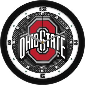 Sun Time Ohio State Buckeyes Wall Clock, Printed Carbon Fiber Team Art, Silent Non-Ticking Quartz Movement, 11.5"
