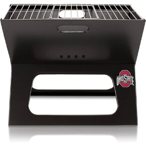 PICNIC TIME NCAA Ohio State Buckeyes X-Grill Portable Grill, Camping Grill, Small Charcoal Grill for Tailgating, (Black)