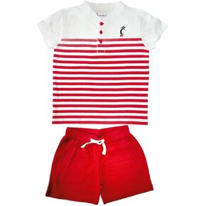 Toddler Newborn Short Sleeve Stripe Sports T-Shirt Tee Short Set College Sports Fan Apparel