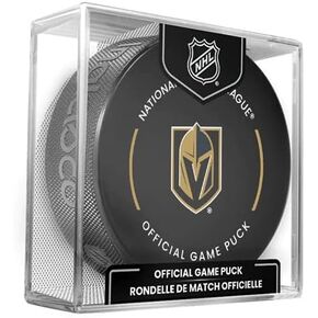 Golden Knights Official Game Hockey Puck with Holder