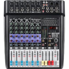 BR-118MX، جهاز مزج الصوت الاحترافي ذو 8 قنوات بتقنية البلوتوث، نظام وحدة تحكم صوت DJ، تسجيل USB MP3، مقبس ميكروفون 6 XLR، 7 نطاقات EQ 48 فولت، ستيريو طاقة فانتوم 16 بت، معالج FX رقمي متعدد