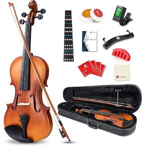Vangoa 1/2 Violin Set for Beginners Kids Student Fiddle Half Size Acoustic Violin Outfit with Starter Kit for Children Teens, Natural