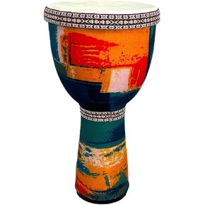 RUOSWTE Djembe Drum Bongo ，Goblet Drum Made Of Goat Leather Drum Head, Hand Painted Cloth, West African Style Hand Drum,Gift For Beginners (C)