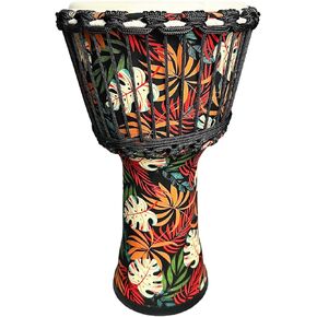 TAOSKNE 8.5inch Djembe West African Style Tambourine, Congo, Goat Skin Drum Head, Professional Sound Quality，Hand Drum, Special Holiday Gift. (Colorful leaves)