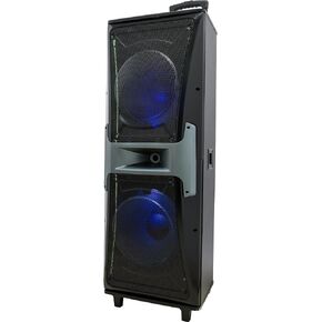 Dolphin SP-175 Dual 15" Professional Bluetooth Speaker - Powerful 7000W Music Power X-BASS, Ground Shaker - Bluetooth, USB, SD, AUX, Wood Cabinet