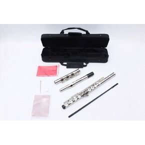 17 hole Flute Closed hole C flute for beginner Cleaning kit with Gloves Cloth Tuning Rod hard Case Nickel Siver Flute instrument Student flute (Closed Hole,silver)