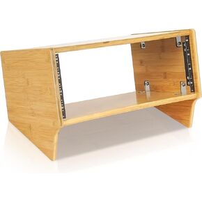 Sound Town DIY 4U Angled Desktop Turret Studio Rack, Solid Carbonized Bamboo, Assembly Required (STBR-4SL)