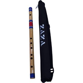Professional 6 Holes Polished Bamboo Flute - (Indian Flute) With Carry Bag (Scale-B)