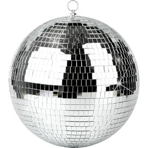 Disco Ball - 12 Inch Mirror Disco Ball, Ideal for DJ Club, Party, Wedding, Home Decor, and Live Stage with Hanging Ring for Easy Installation, Silver