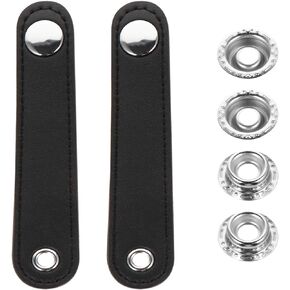 ARTIBETTER 2pcs Black Leather Accordion Bellows Straps with Metal Extension Film Buckle Accordian Straps Replacement for Bass Accordion (Black)