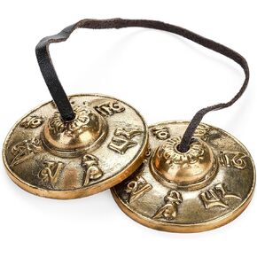 Foraineam Tingsha Cymbals Meditation Chime Bells, 2.5 Inch Brass Tibetan Tingsha Bells Relaxation Musical Instruments for Mindfulness, Chakra Healing, Stress Relief, Sound Awakening, Yoga Meditation