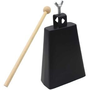 Cowbell Percussion,Plastic Cow Bell,Latin Percussion Cowbell 6 Inch Metal Cowbell Noise Maker with Handle for Drumset Kit Percussion Come with Stick Black Cow Bells Cowbell Drum Musical Cow Bell