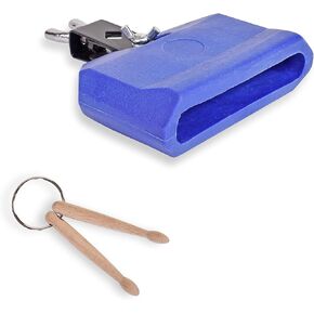 Jam Block - Latin Percussion Instrument, Musical Drum Block Accessory, Blue Plastic with Adjustable Mounting Bracket - Complete with Drumstick Keyring