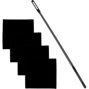Flute Cleaning Rod with 4pcs Cloth Flute Cleaning Kit Flute Cleaning Rod Flute Cleaning Swabs Flute Cleaning Cloth for Flute Cleaning Polishing, Black