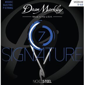 Electric Guitar Strings Nickel Steel Signature 7 String Set. Nickel Wound Guitar Strings Medium, Soft Electric Guitar Strings for a Superior Tone and Sustainability, 11-60, 2505C Medium Gauge