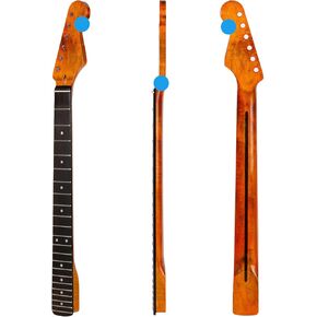 22 Fret ST رقبة جيتار كهربائي من خشب القيقب الكندي، لوحة أصابع من خشب الورد، بني لامع، نصف قطر لوحة الفريتس 14 بوصة، صامولة عظمية in Kuwait