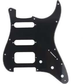 Musiclily Pro 11-Hole Round Corner HSS Guitar Strat Pickguard Humbucker for USA/Mexican Stratocaster Open Pickup, 3Ply Black