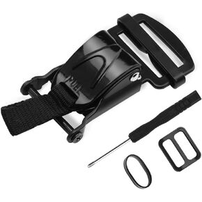 Helmet Quick Release Buckle Replacement Kit, All Stainless Steel Ratcheted Helmets for Chin Strap Up to 1", Motorcycle Helmets Accessories for D-RING Half, 3/4, Full Face Helmets (Black)