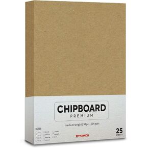 25 Sheets of Chipboard, 30pt (Point) Medium Weight Cardboard .030 Caliper Thickness, Craft and Packing, Brown Kraft Paper Board (3 x 5)