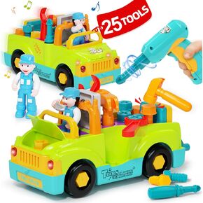 2 3 Year Old Boy Toys Birthday Gift, Toddler Toys 1-2-3 with Electric Drill, Toddler Tool Set, Learning Toys for Toddlers 1-3, Take Apart Toys for Ages 2-4 STEM Toys