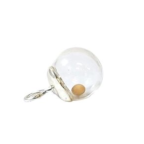 Mustard Seed Pendant Charm, sterling silver, 10mm regular size, vintage style with hand-blown glass globe