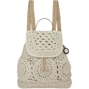 The Sak Sayulita Backpack in Crochet, Adjustable, Removable Straps, Eden Stripe