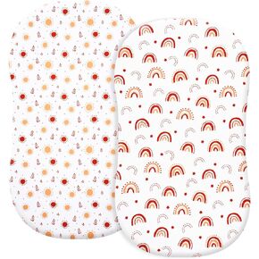 PHF Soft Crib Sheet Fitted, 2 Pack Baby Sheets for Boys Girls, 28x52x9in Fits Standard Crib and Toddler Mattresses, Silky Comfy Breathable Polyester Baby Mattress Sheets, Dinosaur