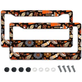 Mushroom License Plate Frames, 2PCS License Plate Holder License Plate Frames Cute License Plate Frames Funny License Plate Frames for Women Frame Car Plate 2 Hole for Us Canadian Car (12.3" X 6.3")