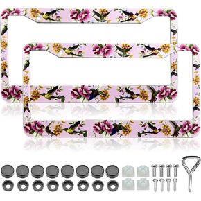 Sunflower License Plate Frame - 2 PCS Aluminum Metal Yellow Sunflowers License Plate Frames Holder Covers, Rust-Proof Waterproof Car Decorative Tag Frames for Standard US 12x6 Inch