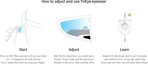 نظارات TriEye لركوب الدراجات مع مرآة الرؤية الخلفية - نظارات شمسية رياضية للرجال والنساء - حماية من الأشعة فوق البنفسجية 400 in Kuwait