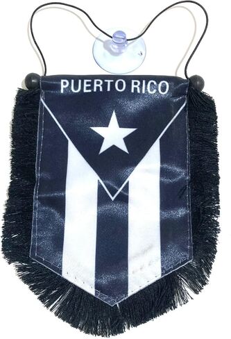 Puerto Rico Flag for Cars Home Flags Puerto Rican Black and White Flag Boricua car Accessory Small Quality Mini Banner PR Rearview Mirror Hanging Sticker Decal Accessories Design Style Rich in Color in Saudi Arabia