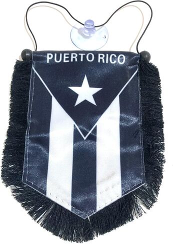 Puerto Rico Flag for Cars Home Flags Puerto Rican Black and White Flag Boricua car Accessory Small Quality Mini Banner PR Rearview Mirror Hanging Sticker Decal Accessories Design Style Rich in Color in Saudi Arabia