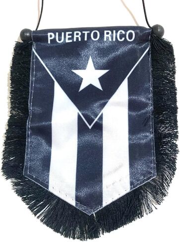 Puerto Rico Flag for Cars Home Flags Puerto Rican Black and White Flag Boricua car Accessory Small Quality Mini Banner PR Rearview Mirror Hanging Sticker Decal Accessories Design Style Rich in Color in Saudi Arabia