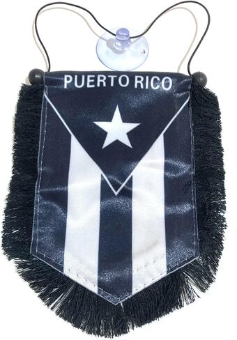 Puerto Rico Flag for Cars Home Flags Puerto Rican Black and White Flag Boricua car Accessory Small Quality Mini Banner PR Rearview Mirror Hanging Sticker Decal Accessories Design Style Rich in Color in Saudi Arabia
