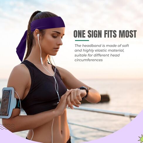 Hiboom 18 Pack Tie Headband Bulk Sports Tennis Head Tie for Men Women Ninja Headband Karate Tie Back Athletic Sweatbands Elastic Hair Bands for Basketball, Football, Soccer, Running, Yoga in Kuwait