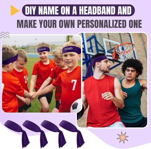 Hiboom 18 Pack Tie Headband Bulk Sports Tennis Head Tie for Men Women Ninja Headband Karate Tie Back Athletic Sweatbands Elastic Hair Bands for Basketball, Football, Soccer, Running, Yoga in Kuwait