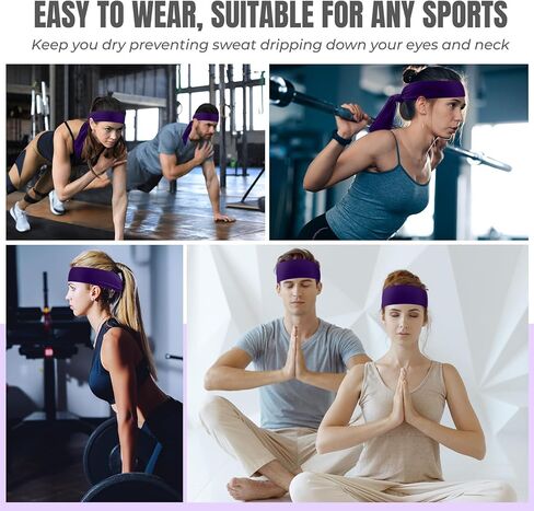 Hiboom 18 Pack Tie Headband Bulk Sports Tennis Head Tie for Men Women Ninja Headband Karate Tie Back Athletic Sweatbands Elastic Hair Bands for Basketball, Football, Soccer, Running, Yoga in Kuwait