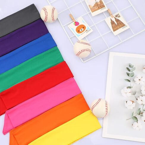 Hiboom 18 Pack Tie Headband Bulk Sports Tennis Head Tie for Men Women Ninja Headband Karate Tie Back Athletic Sweatbands Elastic Hair Bands for Basketball, Football, Soccer, Running, Yoga in Kuwait