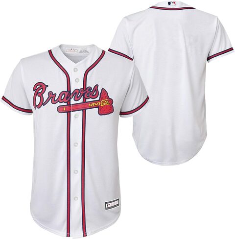 Outerstuff Atlanta Braves MLB Kids Youth 4-20 قميص فريق المنزل الأبيض in Kuwait