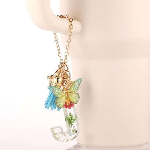 Bottle Chain for Stanley Cups, Cute Letter Charm for Stanley Cup with Butterfly and Tassel Accessories Tumbler Accessories Compatible with Stanley Cup 40oz in Saudi Arabia